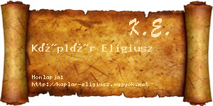 Káplár Eligiusz névjegykártya